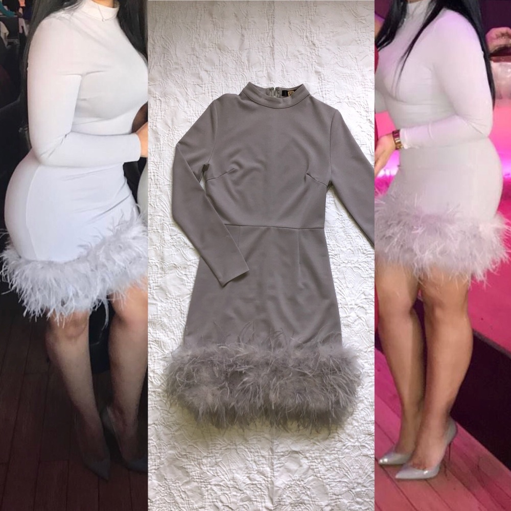 Misguided feathered dress